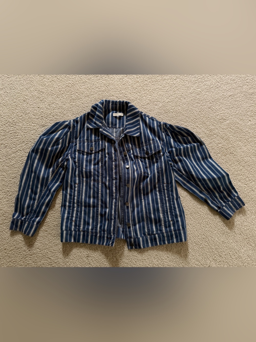 Ulla Johnson Blue and White Striped Jean Jacket M